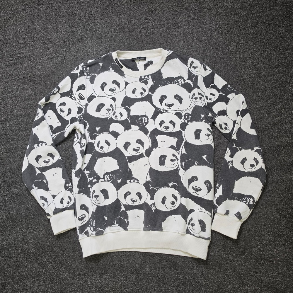 Dolce & Gabbana Sweatshirt Black White Womens Medium Panda AOP Crewneck Pullover